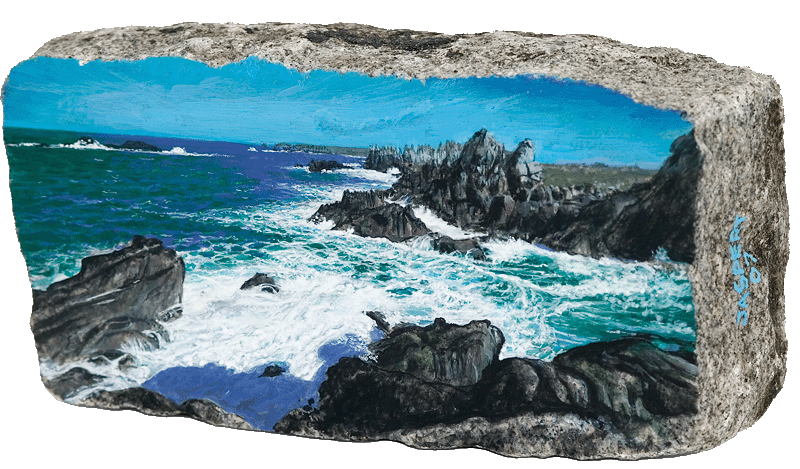 Seascape island contemporary art rock painting