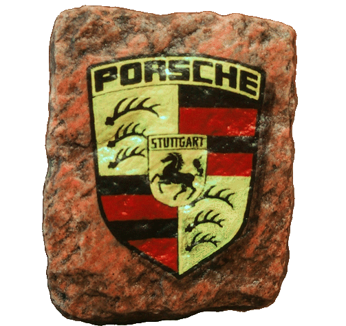 logo porsche painting rock