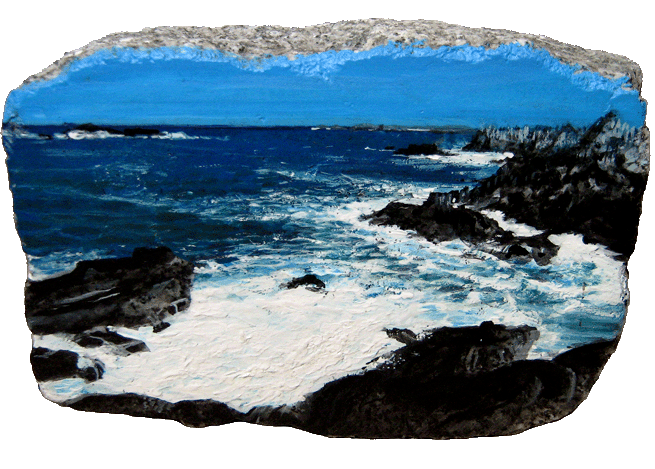 seascape painting rock ouessant island