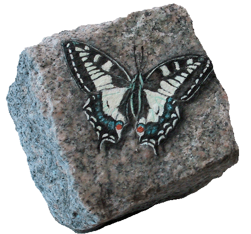 Monarch butterfly rock art painting Paris paver