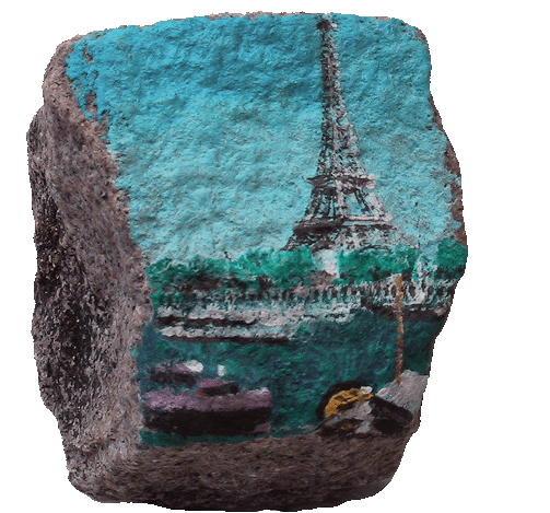 Eiffel Tower and barges seine river Paris