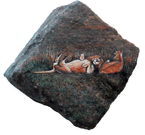 Lions in love rock art